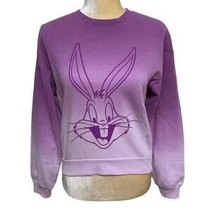 Warner Bros NWT Looney Tunes Bugs Bunny Ombré Crop Sweatshirt Juniors L (11-13)